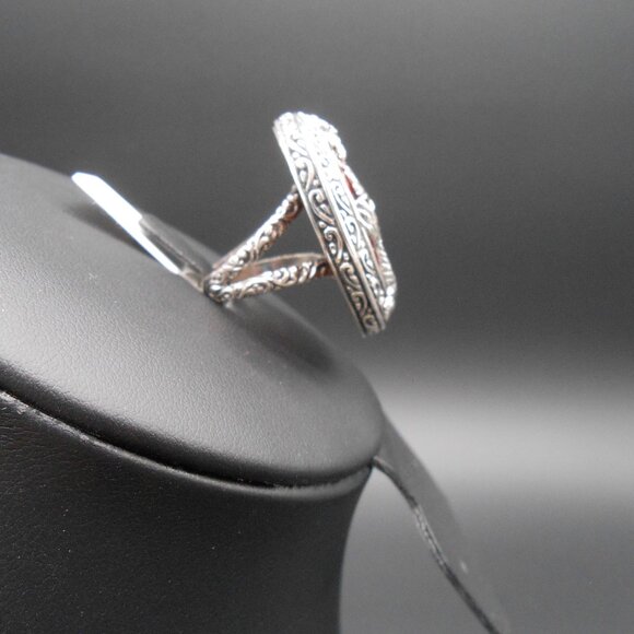 Ring, Bali Legacy Red Jade (D) Dragon Ring in Sterling Silver 53.10 ctw, Size 8 - Picture 6 of 10